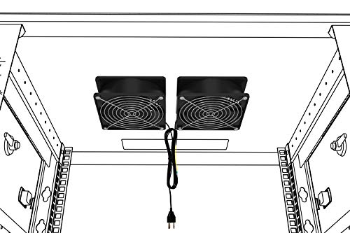 image for Network Cabinet Fan (Dual 2pc Kit for Server Rack Cooling) Pair of Roo