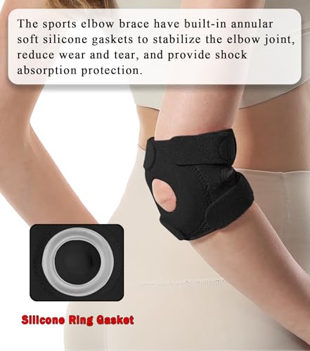 Image of Elbow Brace for Tennis & Golfers Elbow, Compression Support with EVA Pad, Adjustable Straps, Tendonitis Elbow Brace for Bursitis, Sports Injury Recovery, Arthritis Pain Relief (Black (2 Pieces), One Size)