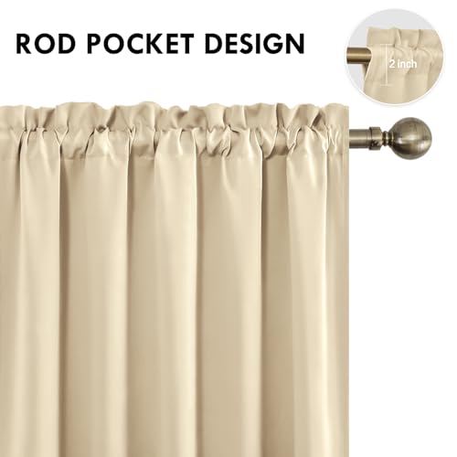 DWCN Wide Blackout Curtains for Bedroom Living Room 60 x 63 Inch Long Beige by DWCN - Used condition - Image 4