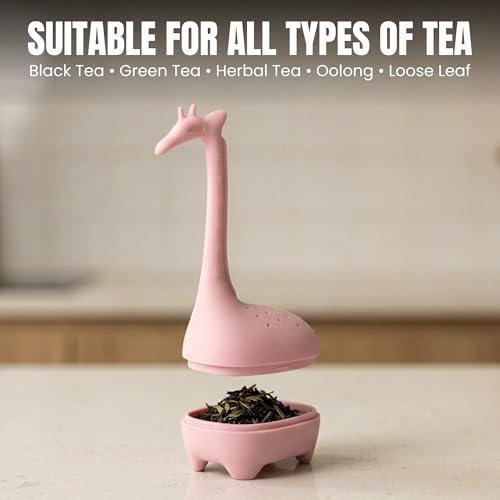 Silicone Giraffe Tea Infuser or Steeper for loose leaf tea by AKINTO | BPA-free | Food-grade | Mess-free steeping | Eco-friendly | Heat-resistant | Giftable by Akinto - Image 5