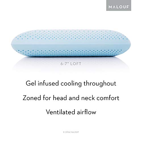 MALOUF Zoned Dough Gel-Infused Memory Foam Bed Pillow-5-Year U.S. Warranty-Queen-Mid Loft, Queen Mid Loft by MALOUF - Image 2