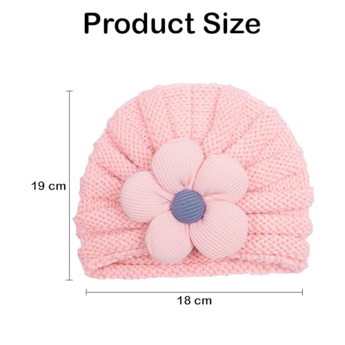 Image of SYGA Baby Cap Flower Wool Warm Knitted Streachable Hat Infant Toddler Baby Cap 0-3 Years