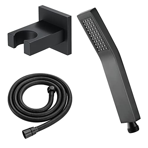 Cabezal de ducha de mano de latón negro elegante con manguera de 59 pulgadas para un baño de lujo 2