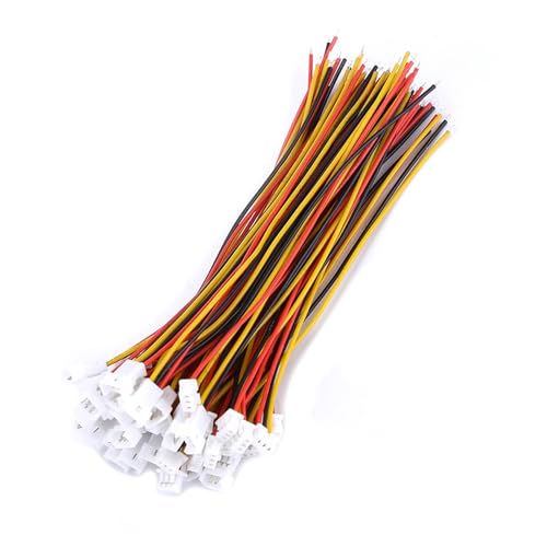 Smandy 20 Sztuk JST 1.25mm Złącze Wtykowe z Przewodem, Kątowe Męskie żeńskie 2 Pin 3 Pin, Ocynowany Drut Miedziany do Płytki Drukowanej (Zestaw 3-pinowy męski i żeński)