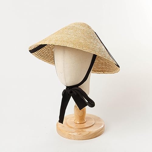 Portable Sun Hat Straw Weaving Traditional Cap for Kids Sunproof Cone Hat with Adjustable Chin Rope3