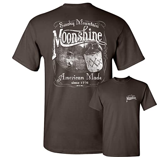 Smoky Mountain Moonshine T-Shirt American South Drinking Men's Novelty Shirt Brown Large
