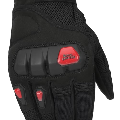 Image of Royal Enfield Rambler V3 Riding Gloves |TPR Knuckle Protectors for Protection Against impacts and Abrasion| 100% Polyester Air mesh| Poly Stretch Fabric for Comfortable fit Black L 22CM