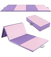 GYMAX Gymnastics Mat, 4' x 8' x 2" Folding Exercise Mat Thick w/Carry Handles & Sturdy Stitching ...