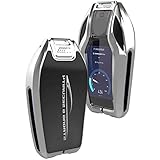 SEÑAL COMPLETA: Esta carcasa protectora de metal para llave de coche se ha sometido a un proceso especial, no afectará la señal de control remoto del botón, no cubrirá el logotipo detrás del botón y es compatible con el llavero.