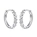 925 Sterling Silver Pave Cz Star Small Hoop Earrings for Women