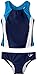Speedo Big Girls' Solid Infinity Splice Tankini Swimsuit, Deep Water, 12