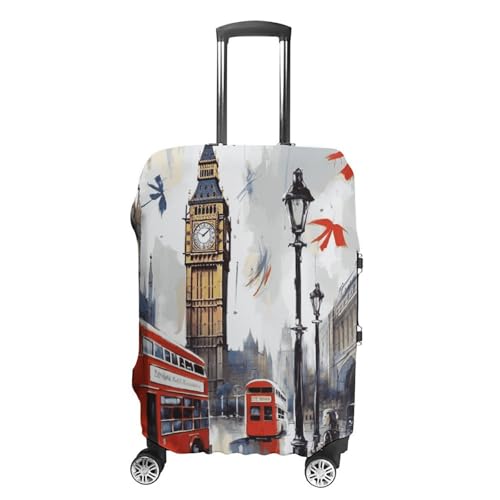 London Luggage Cover, Washable Elastic Suitcase Cover Protector Fit 18-32 Inch Luggage