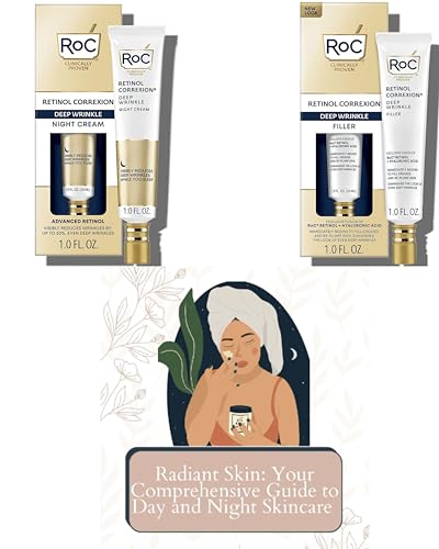 RM Gold Beauty RoC Retinol Correxion Deep Wrinkle Facial Filler 1 Fl Oz, RoC Retinol Correxion Deep Wrinkle Night Cream 1.0 FL oz and Guide Radiant Skin