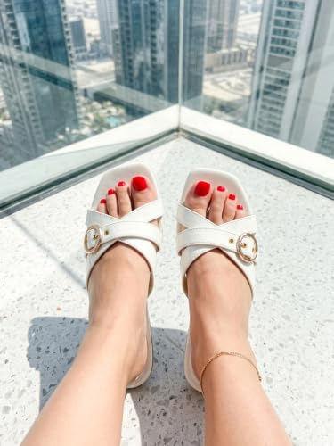 Image of ELLE Women's Criss-Cross Patent Multi-Strap Square-Toe Sandal
