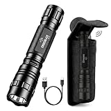 CROSSBLAZE Tactical Flashlight with Silent Magnetic Holster, 1000 Lumens Rechargeable LED Light, USB-C Fast Charging, IP65 Waterproof for Police Duty Belt, Security Patrol & Emergency, CB-T10