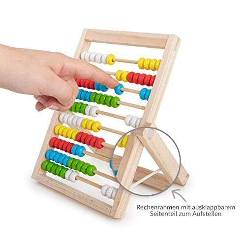 TRENDHAUS 956477 ABC Champions Holz-Zählrahmen, 100er Rechenschieber für die Grundschule