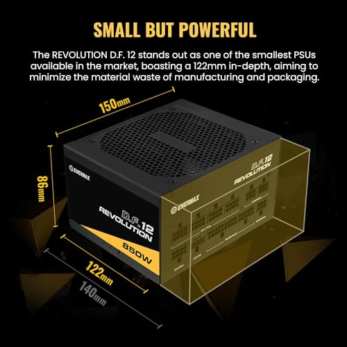 ENERMAX Revolution D.F. 12 ATX3.1 PCI-e 5.1 850W 80Plus Gold ultra-compatto (completamente modulare, 50% semi-fanless, 12V-2x6); ETV850G, nero - Alimentatore - Immagine 3