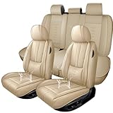 VIUDMEK Full Set Seat Cover for Land Rover Range Rover/Range Rover Evoque/Range Rover Sport,Waterproof Full Wrapping Edge Car Seat Covers,Auto Interior(Beige,5PCS)