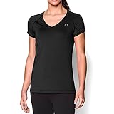 Under Armour Women's HeatGear Armour Short Sleeve, Black/Metallic Silver, Small