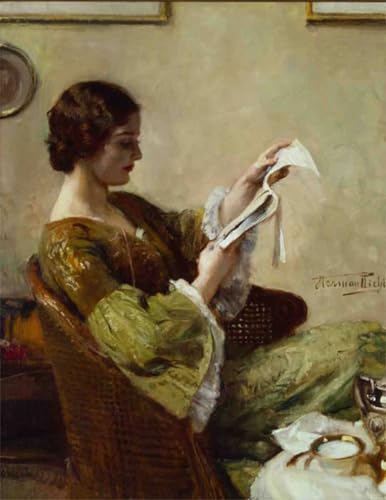 Tableau peinture sur toile de femme lisant Hermann Jean Richir déco chambre 60x90cm