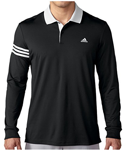 adidas Golf Men's Climacool Long Sleeve UPF 3-Stripes Polo Shirt