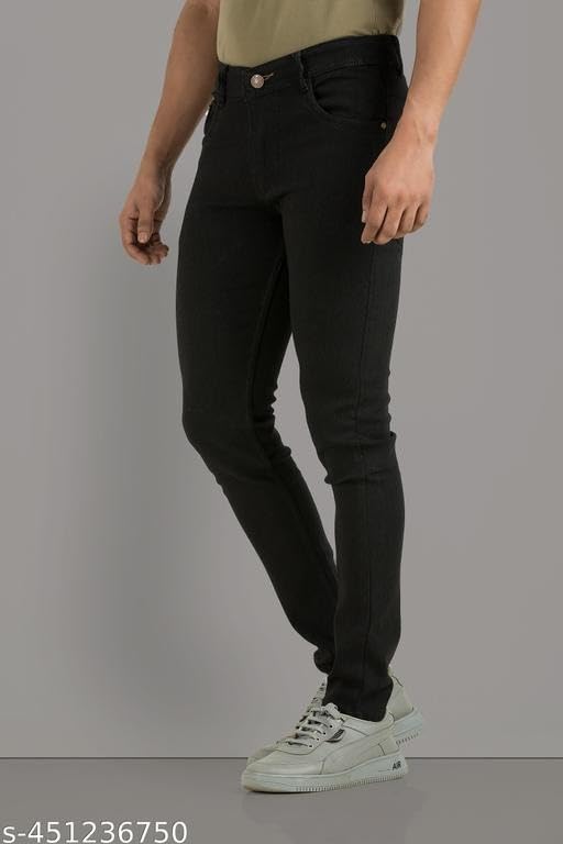 Image of Men's Solid Comfortable Slim Fit Jeans