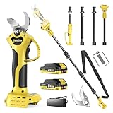 2 IN 1 Electric Pruning Shears Cordless with Pole, 1400W Brushless Motor Pruner,13.5Ft Reach, 1.6' Cutting Diameter, 0-180°VertticalRotation, 2×2.0Ah Battery for Gardening & Tree Trimming