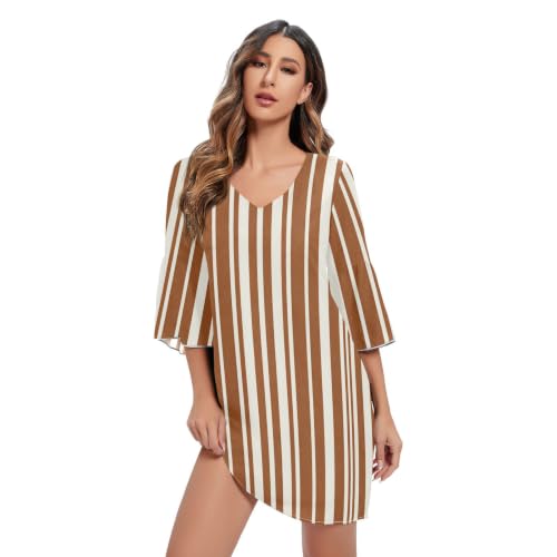 Robe en mousseline de soie respirante fluide col V terracotta