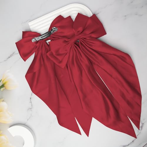 Burgund Hair Bows para Mujeres y Niñas, 2 pinzas satinadas miniatura 5
