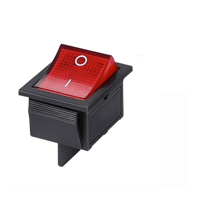 ロッカースイッチ5pcs LR-210 RED/黒い高電流 IP55 4ピン オン-オフ2ポジション 5個 2ポジション 赤色ライト ロッカースイッチ 16A/250V KCD4-20 4ピン ON/OFF トグルスイッチ 35 x