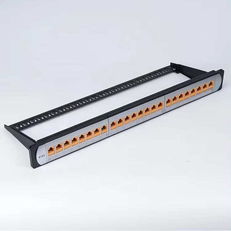 Blank 24port patch panel with Cable Management Back Bar, 1RU Rackmount, for Data, voice, and audio/video Ethernet configurations Cat 7, 6, 5e, UTP & Fiber SC UPC/APC Jack (Blank Patch Panel)