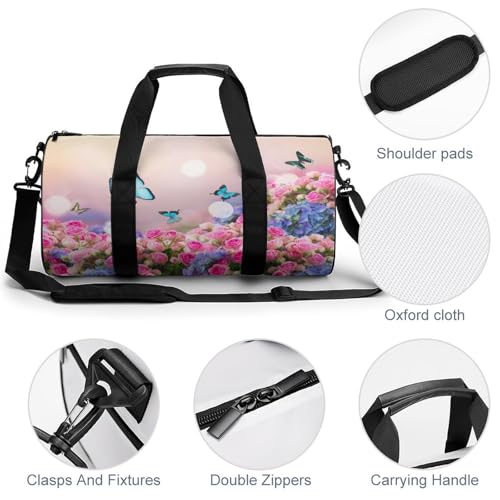 Sac de sport papillon fleurs compact pour tout ranger