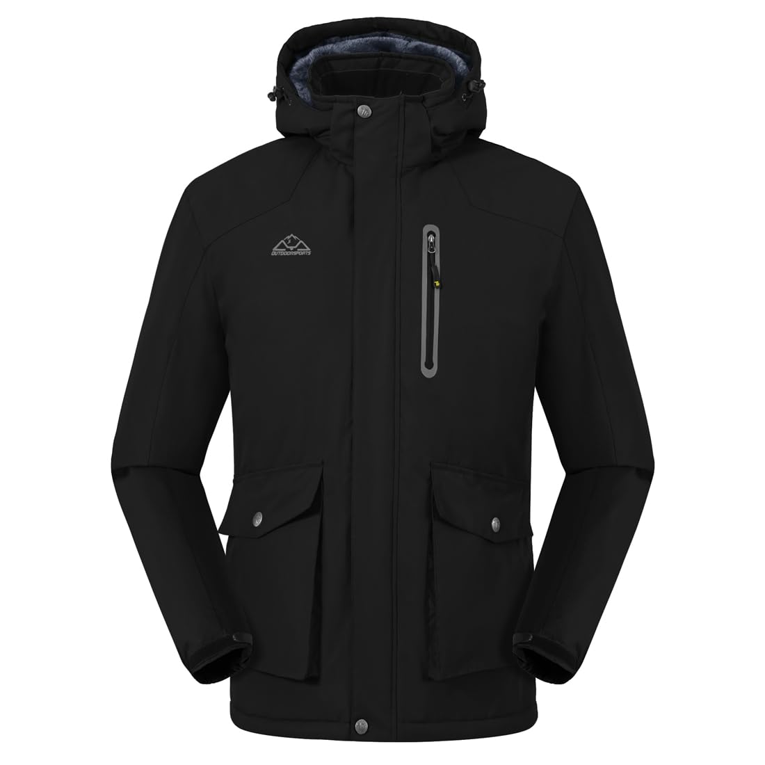donhobo Herren Skijacke Warm Gefüttert Fleecejacke Winterjacke Verdickt Windjacke Männer Wanderjacke Softshell Jacke Outdoor Funktionsjacke mit Abnehmbarer Kapuze
