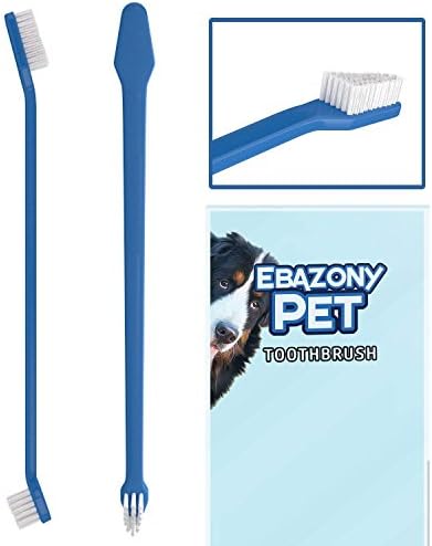 Ebazony Dog Toothbrush Set Pet - Dual Headed Brush (Soft) for Veterinarian Recommended Dental Care and Breath Freshener. Long Handle and Hygiene to Use with Dog Toothpaste