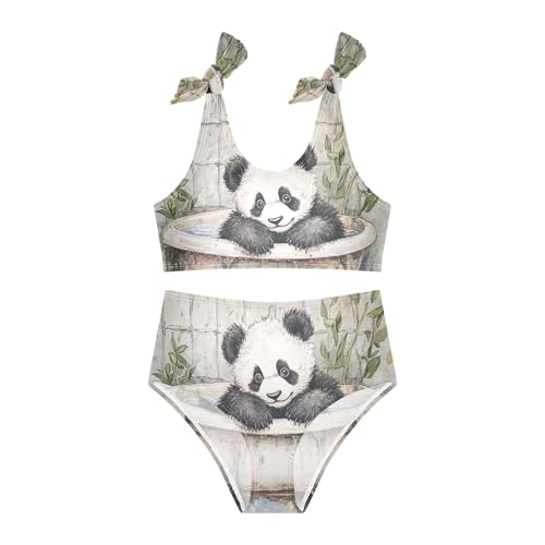 Watercolor Panda Cub in Tub Girls Bikini Sets 2 Piece Swimsuits Bathing Suit Swimwear3