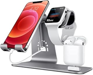 Bestand 3 in 1 Stand Holder for iPhone Mobile Phone iWatch and Charging Stand for Airpods Only, Grey (Patented, Airpods Charging Case NOT Contained