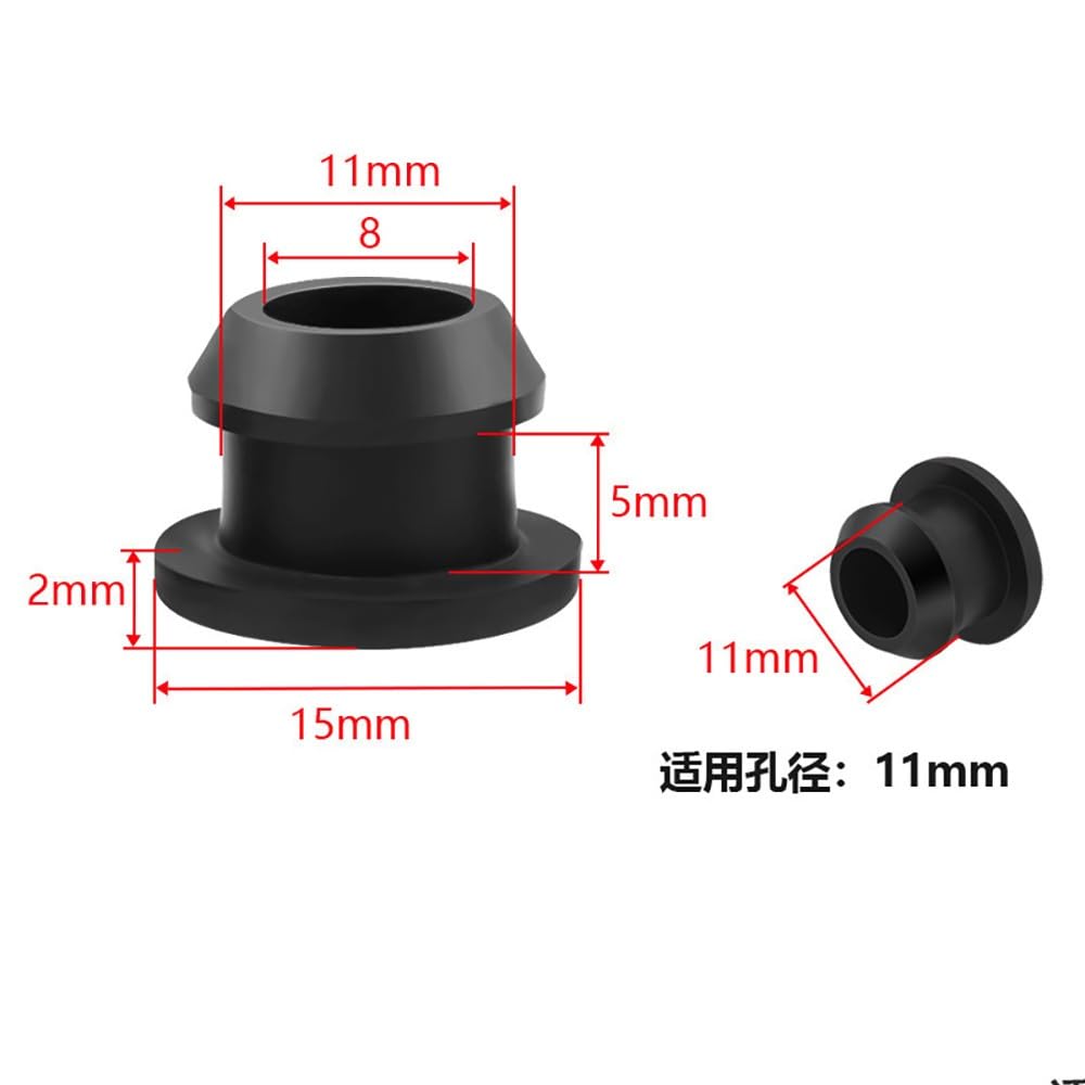 5-25 tapones de silicona negra tipo T de 2,5-15 mm, tapas de extremo ciego a presión (25 unidades, 11 mm)