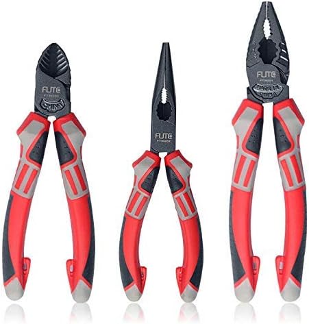 Cutting Plier SENRISE Labor Saving Plier Heavy Duty Pliers with Non-Slip Handle (8" Combination Plier + 6" Diagonal Cutting Pliers + 6" Long Nose Pliers)