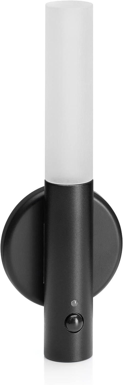 Auraglow Luz Nocturna Sensor Metal Negro, Recargable Magnética, Pack de 2 | Aplique PIR USB-C, portátil para interior, encendido automático en pasillo, escaleras, dormitorio y rellano, adhesivo