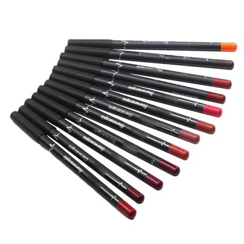 12pcs Lip Liner Pencil Set, Upgraded Smudge-Proof Slim Matte Velvet Contour Lip Liner, Waterproof Long Lasting Lipstick Lip Liner Set