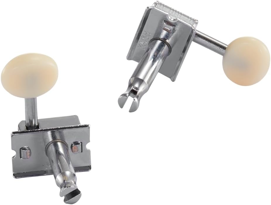 Premium Vintage Guitar Tuners Tuning Machines Peg Guitar Tuning Keys with Split Shaft for Strat/Tele/Jaguar Ivory Plastic Oval Key Lefty Chrome image 4