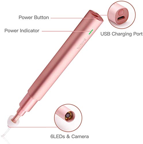 Ear Endoscope, 1080P Wireless Ear Wax Removal, Super Light Lens Earwax Cleaning Tool with 6 LED Lights, WiFi Ear Otoscope Camera with 3-Axis Gyroscope, Compatible with Smartphone & Tablet (Rose Gold)
