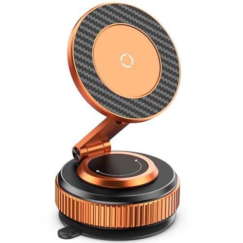 Image of Jononser Magnetic Car Phone Mount,Zinc Alloy Foldable Holder with Strong Nano-Gel Adhesion & N52 Magnet, 360 Adjustable Dashboard /Windshield Phone Holder for iPhone 17 /16 /15 /14 /13 /12,Golden Orange