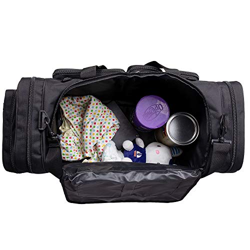 K-Cliffs Tactical Range Duffel Military Molle Gear Travel Sports Gym Bag Lockable Zippers with US Flag Patch 30 Inch Large Black