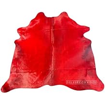 Cowhide Area Rug - Dyed Red Cowhide Rugs Approx 7 X 7 feet or 213X213 cm