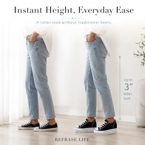 Image of REFRASE LIFE Womens Platform Sneakers with Wedge 3 Inches Height Boost Hidden Heel Shoes, Casual Height Increase Walking Fashion Shoes for Women and Girls