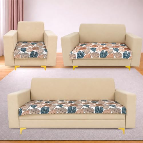 Image of Homerz Premium Printed Quilted Velvet Sofa Slip Cover Protector with Tassels, Sofa Mat, Exact Size, Antislip Cover (Folia, 6 (3+2+1) Seater, Half)