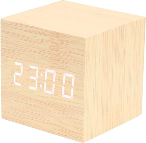 Wowfast Wecker Digital aus Holz mit LCD-Display, digitaler Wecker Tischuhr mit Speicherfunktion -4 Helligkeitsstufen Holzwecker Uhr für Schlafzimmer...