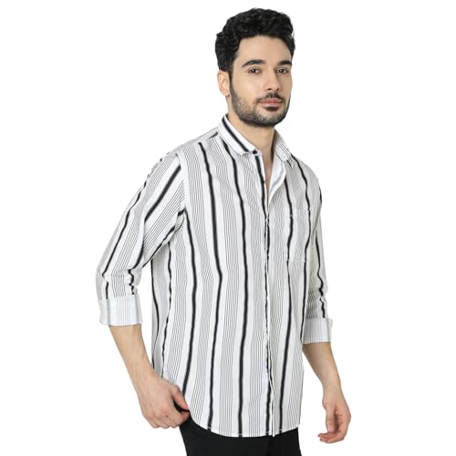 Image of Spykar Men's Relaxed Fit N /A Half Sleeve Striped Casual Shirts