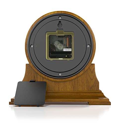 Mantel Clock for Living Room - Decorative Wood Mantle Clock Battery Operated - Silent Wooden Mantle Clock for Living Room Decor Above Fireplace Mantel, Office, Table, Shelf & Home D&eacute;cor Gift 9x8.5